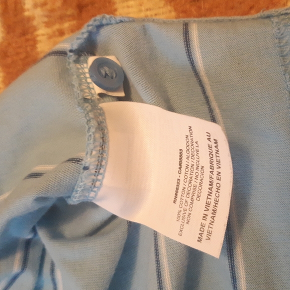 Vintage Nike Light/Sky and Navy Blue and White Stripped Polo/Golf Shirt - Picture 8 of 17